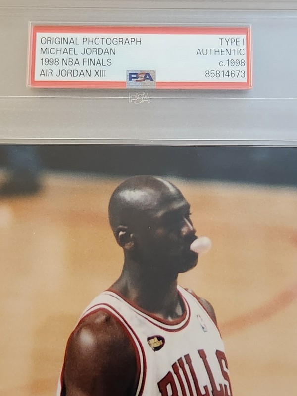 Michael Jordan 98 NBA Finals Blowing BUBBLE Type 1 PSA 8x10 RARE  view 2