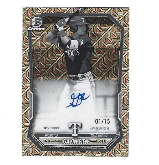 2026 BOWMAN CHROME GAVIN FIEN RANGERS MOJO AUTO /15. BMA-GF