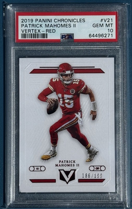 Patrick Mahomes II 2019 Panini Chronicles Vertex #V-21 Red /199 PSA 10 Gem Mint