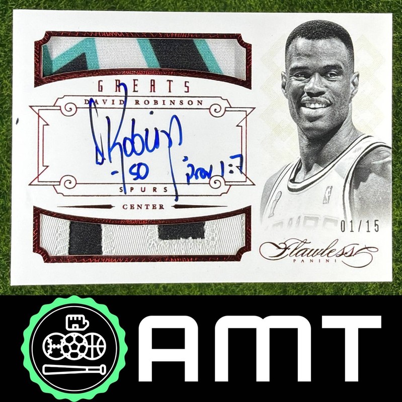 David Robinson Patch Auto 2012-13 Panini Flawless 1/15 Greats Dual Ruby Spurs