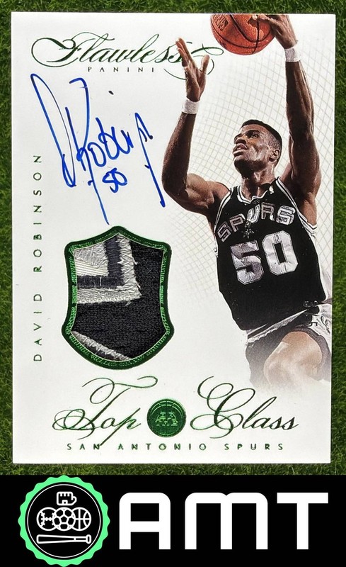 David Robinson Patch Auto 2013-14 Panini Flawless 3/5 Top of Class Emerald Spurs
