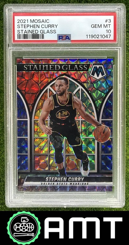 Stephen Steph Curry PSA 10 2021-22 Panini Mosaic Stained Glass Warriors 1047