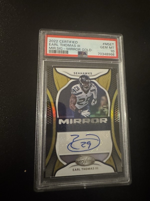2022 Certified Earl Thomas III Mirror Gold Auto 1/8 PSA 10 POP 1 FIRST ON PRINT