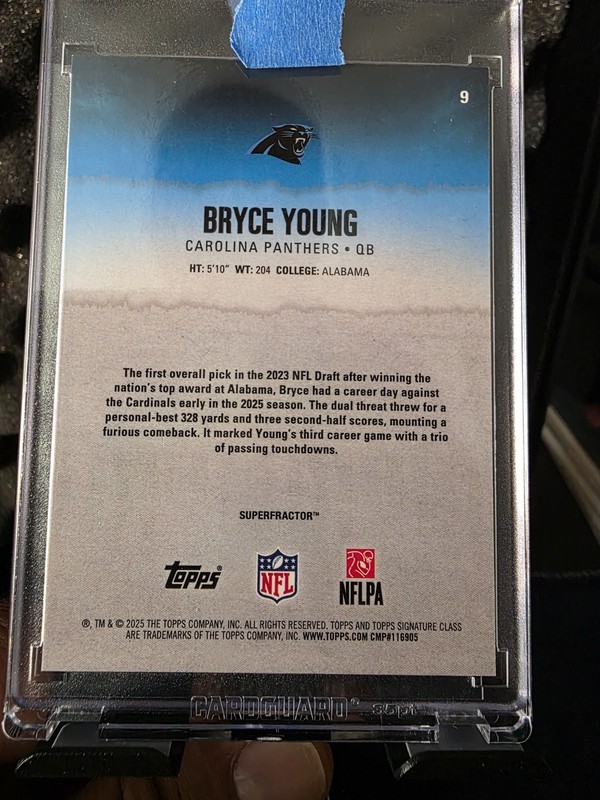 π₯ 2025 Topps Signature Class Bryce Young SUPERFRACTOR 1/1 CASE HIT#9π₯ Panthers view 2