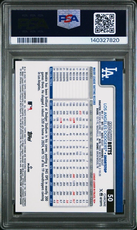 MOOKIE BETTS 2025 Topps Chrome GOLD SAPPHIRE  Dodgers /50 PSA 10 GEM MINT view 2