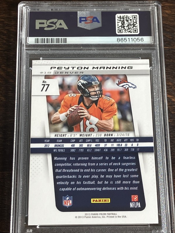 2013 Panini Prizm Peyton Manning #77 PSA 10 view 2