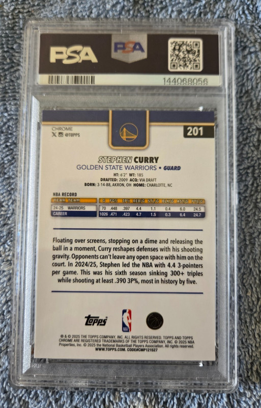 2025 TOPPS CHROME X-FRACTOR #201 STEPHEN CURRY PSA 10 - INVEST NOW!!! view 2