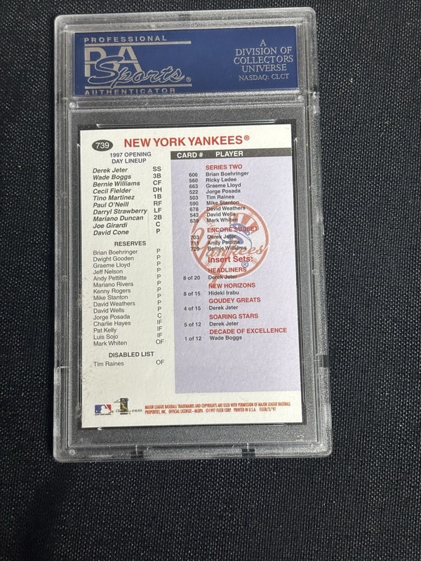 Fleer 1997 Derek Jeter Team Checklist #739 New York Yankees PSA 10 view 2