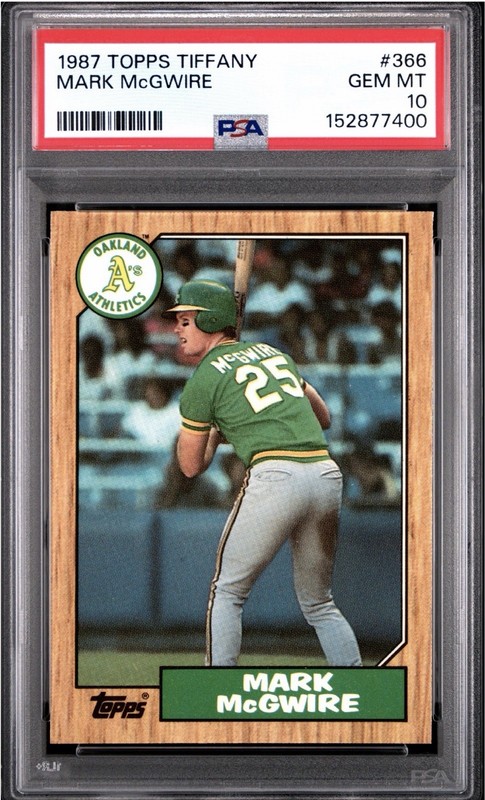 1987 Topps Tiffany Mark McGwire #366 PSA 10 Gem Mint Rookie Season Pop 636