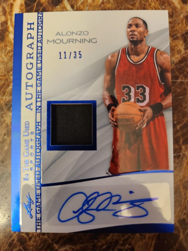 2025 Leaf In The Game Used Sports ALONZO MOURNING AUTO,MEMORABILIA 11/35...