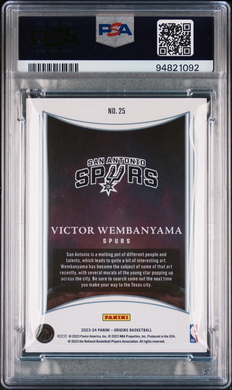 2023 Panini Origins Dawn #25 Victor Wembanyama PSA 9 view 2