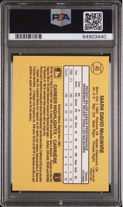 1987 Leaf Mark McGwire #46 PSA 9 Rated Rookie Card RC Mint Quantity Available view 2