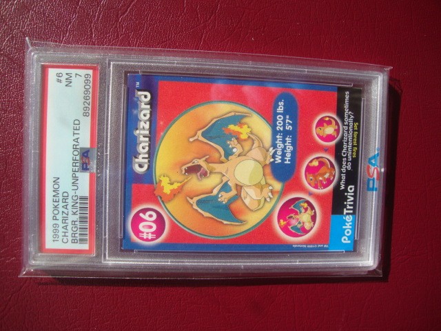 1999 Burger King Pokemon Charizard UnPerforated card # 6 Psa 7 Nm