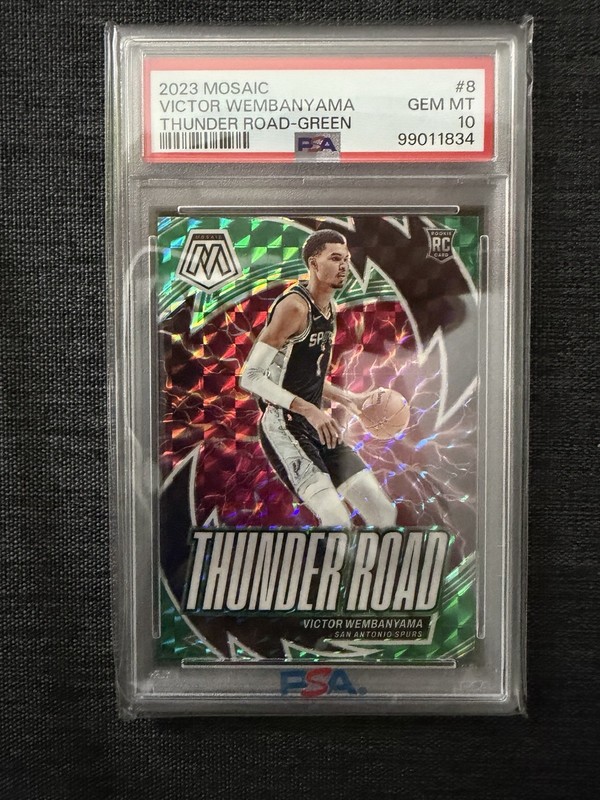 2023-24 Panini Mosaic Thunder Road Victor Wembanyama #8 Green (RC) PSA 10! 🔥