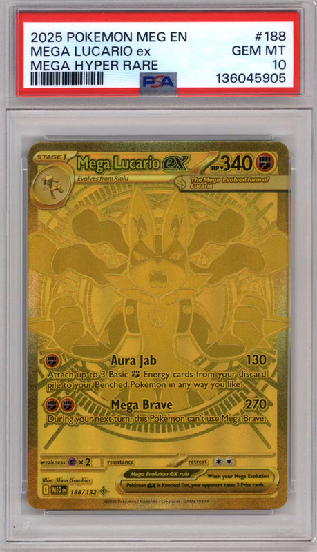 Pokemon Mega Lucario ex Mega Evolution Mega Hyper Rare #188 PSA 10 Gem Mint