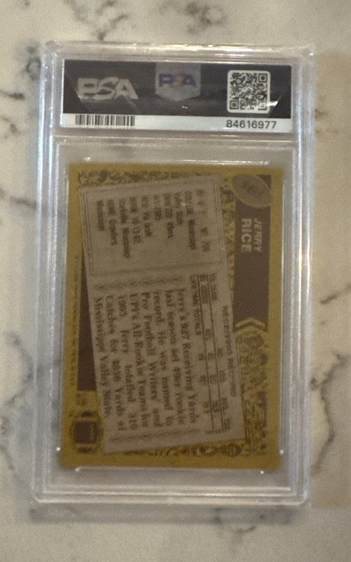 1986 Topps Jerry Rice Rookie Card #161 PSA 8 NM-MT view 2