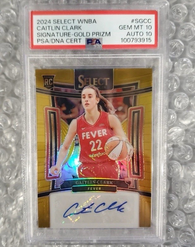 2024 Select WNBA Signature Gold Prizm Caitlin Clark Rookie PSA 10 Auto 10- Pop 1
