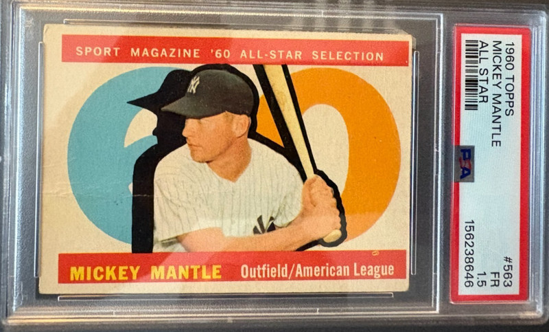1960 Topps -Mickey Mantle #563 PSA 1.5 New York Yankees Vintage
