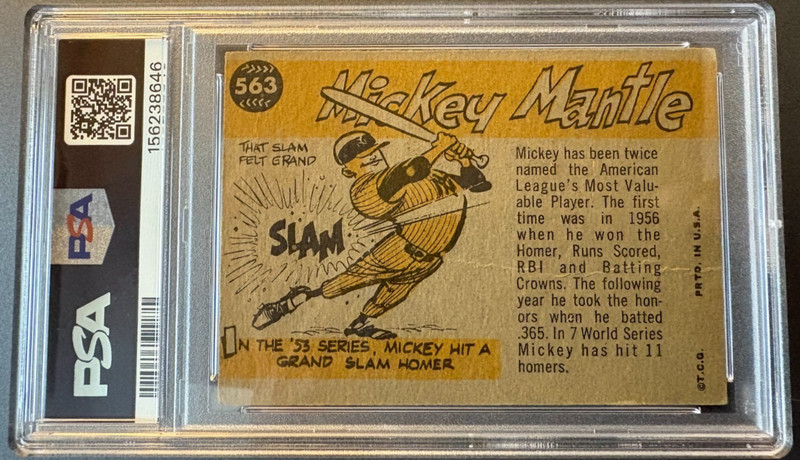 1960 Topps -Mickey Mantle #563 PSA 1.5 New York Yankees Vintage view 2