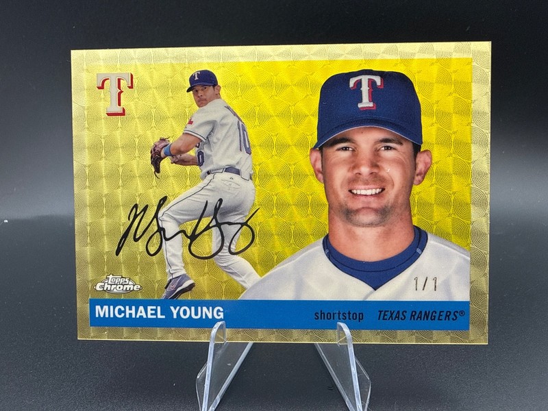 2025 Topps Chrome Platinum Anniversary Michael Young Gold Superfractor 1/1 Texas