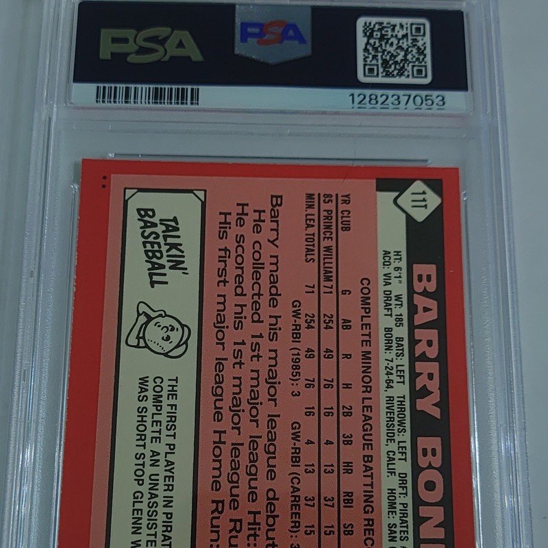 Topps 1986 Topps Traded Barry Bonds RC #11T Pittsburgh Pirates PSA 7 view 2