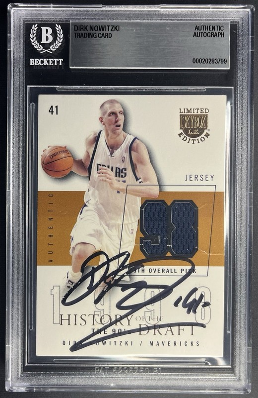 2004 Skybox L.E. Dirk Nowitzki History Of The Draft Game Used Jersey BGS Auto