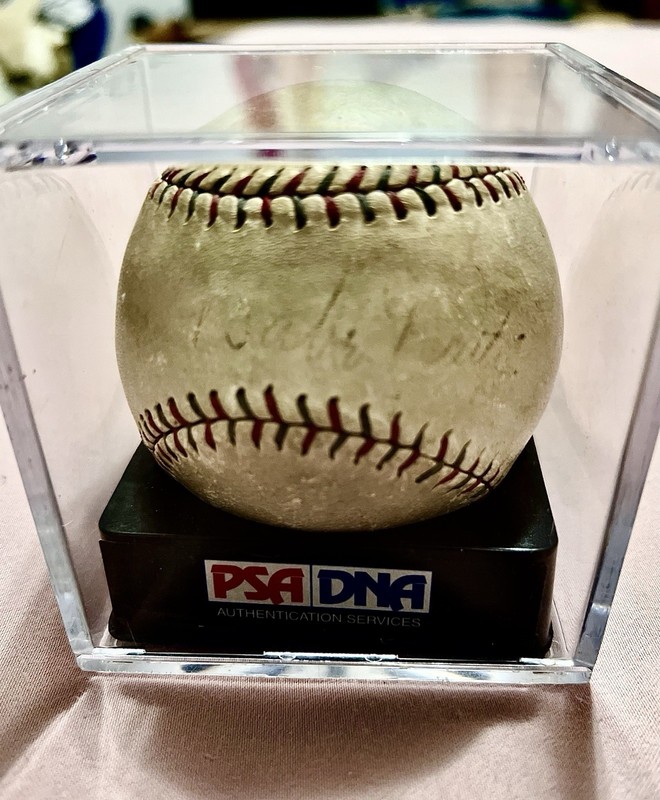 Babe Ruth Single Signed 1928 American League Baseball PSA DNA COA