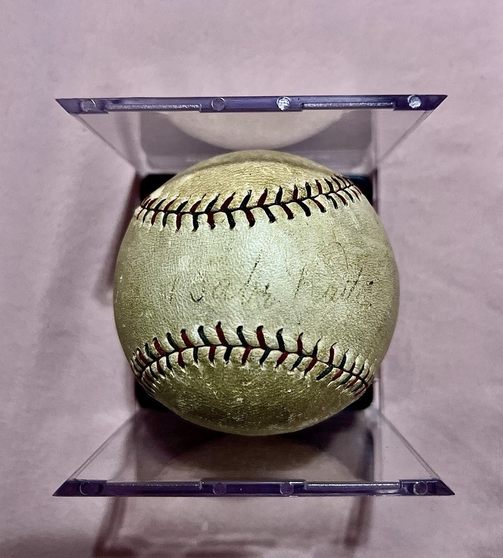 Babe Ruth Single Signed 1928 American League Baseball PSA DNA COA view 2