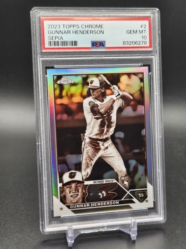 2023 Topps Chrome Sepia Gunnar Henderson #2 Rookie PSA 10 Gem Mint Orioles RC