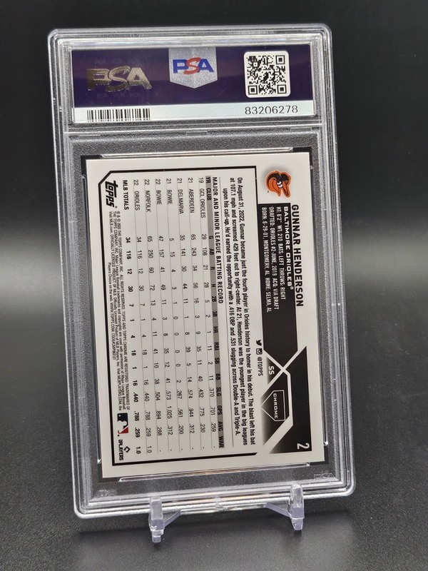 2023 Topps Chrome Sepia Gunnar Henderson #2 Rookie PSA 10 Gem Mint Orioles RC view 2