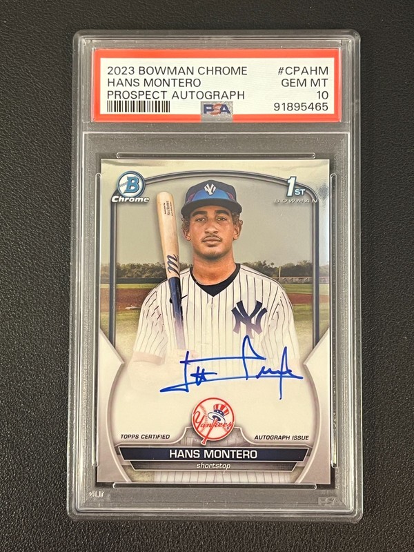 Hans Montero 2023 Bowman Chrome 1st Auto PSA 10 Yankees 