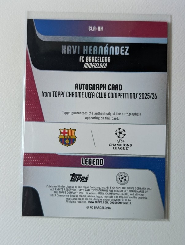 2025 Topps Chrome UCC Xavi Hernandez Purple Lava /75 Autograph Auto #CLA-XH view 2