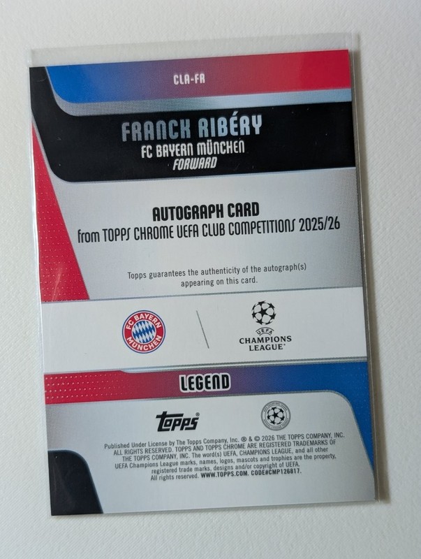 2025 Topps Chrome UCC Franck Ribery Purple Autograph /75 Auto #CLA-FR view 2