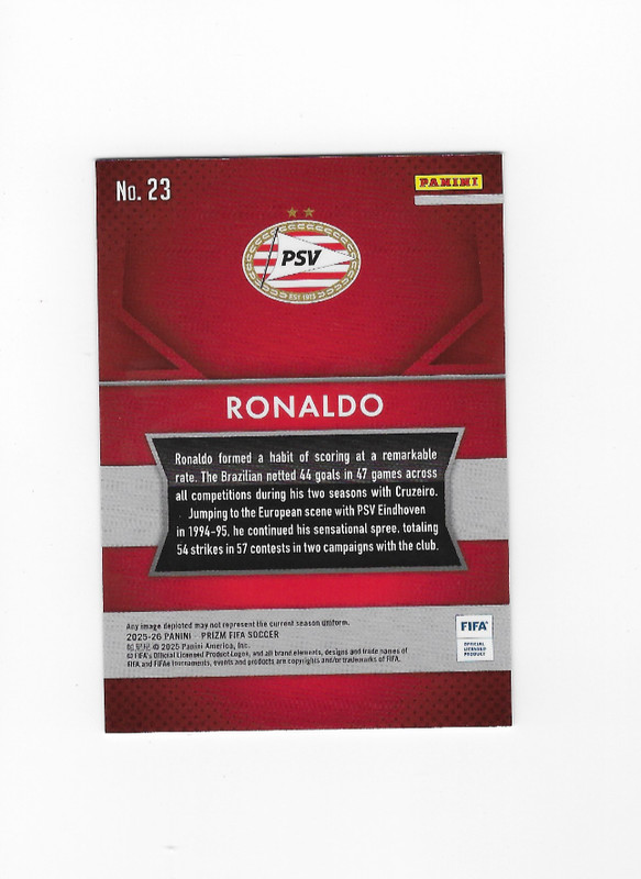 2025-26 Panini Prizm FIFA Soccer Ronaldo #23 Legends SP  view 2
