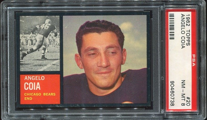 1962 Topps #20 Angelo Coia RC PSA 8 Chicago Bears USC