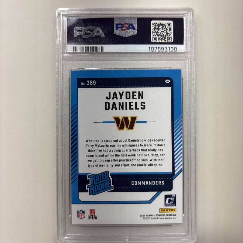2024 Donruss Jayden Daniels Rated Rookie PSA 10 Gem Mint🔥 view 2