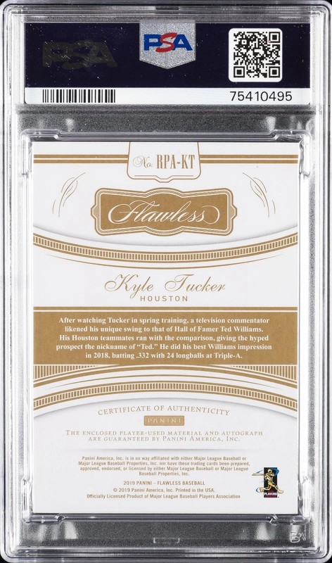 2019 PANINI FLAWLESS RPA #KT KYLE TUCKER ROOKIE RC /25 PSA 8 AUTO PSA 8 view 2