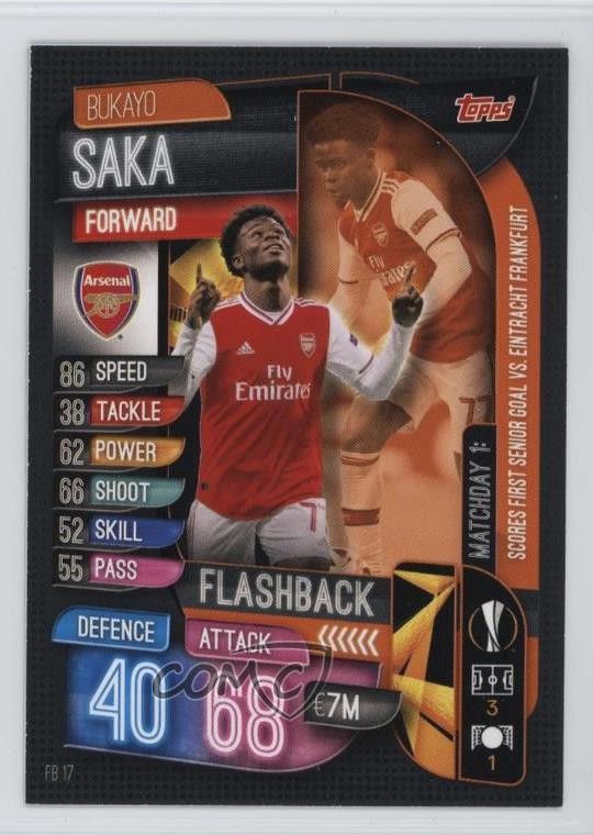 2019-20 Topps Flashback Bukayo Saka #FB17 Rookie RC i4v