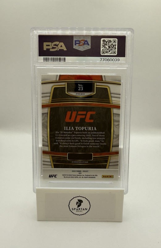 2022 Panini Select UFC Concourse Ilia Topuria #23 Green Purple Prizm PSA 9 🔥 view 2