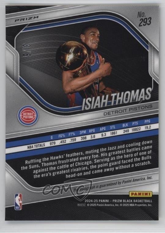 2024 Panini Prizm Black Legends FOTL Gold Vinyl 3/5 Isiah Thomas Auto HOF 1g40 view 2