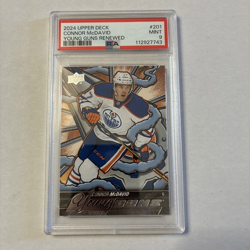 Connor McDavid YOUNG GUNS RENEWED 2024 UPPER DECK #201 Clean PSA 9 NHL RARE