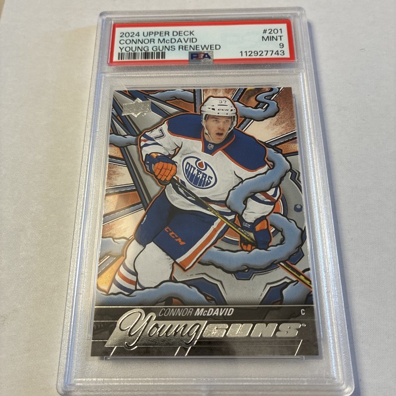 Connor McDavid YOUNG GUNS RENEWED 2024 UPPER DECK #201 Clean PSA 9 NHL RARE view 2