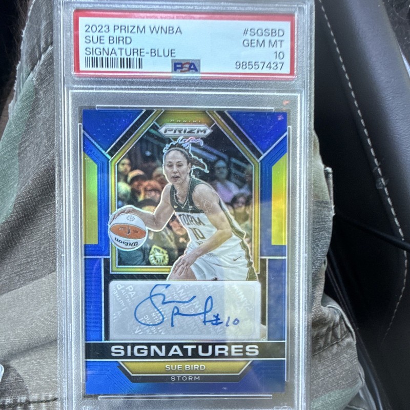Panini 2023 Prizm WNBA Sue Bird Signatures Blue Prizm /49 Auto PSA 10