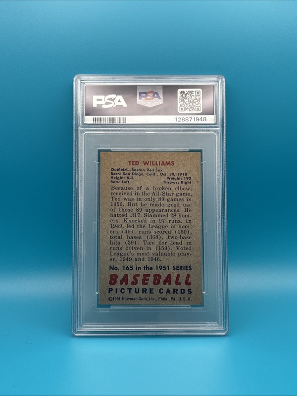 1951 Bowman Ted Williams #165 Red Sox PSA 5 NEW LABEL - WELL CENTERED view 2