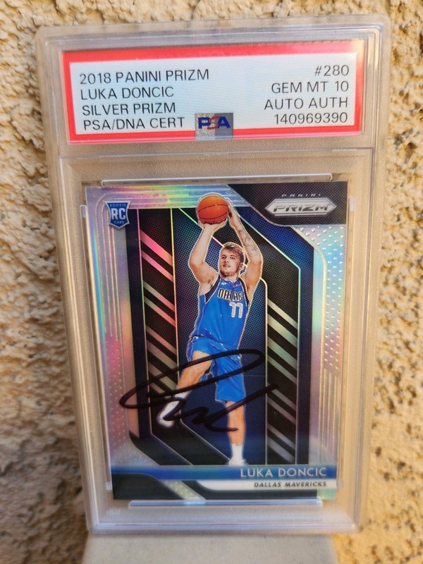 PSA 10! MAVERICKS LAKERS SIGNED SILVER PRIZM AUTH AUTO LUKA DONCIC ROOKIE CARD!