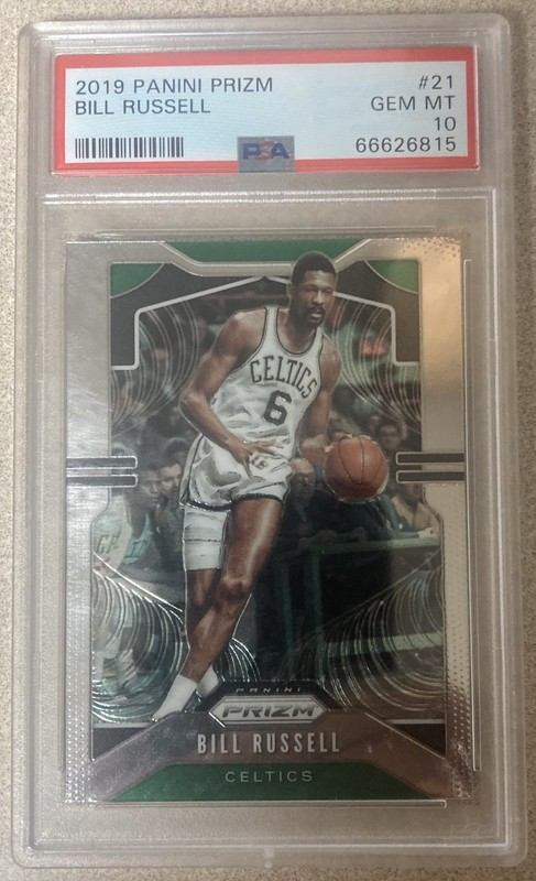2019 PANINI PRIZM # 21 BILL RUSSELL / BOSTON CELTICS / PSA 10 GEM MINT