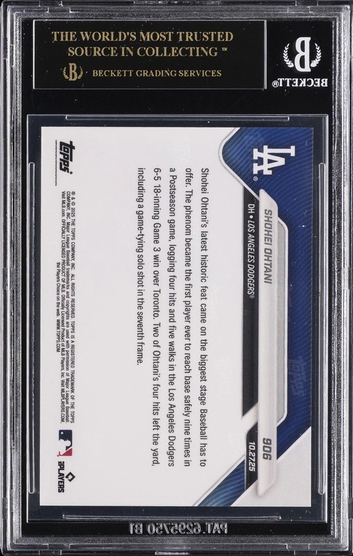 2025 TOPPS NOW #906 SHOHEI OHTANI BGS 10 BLACK LABEL view 2