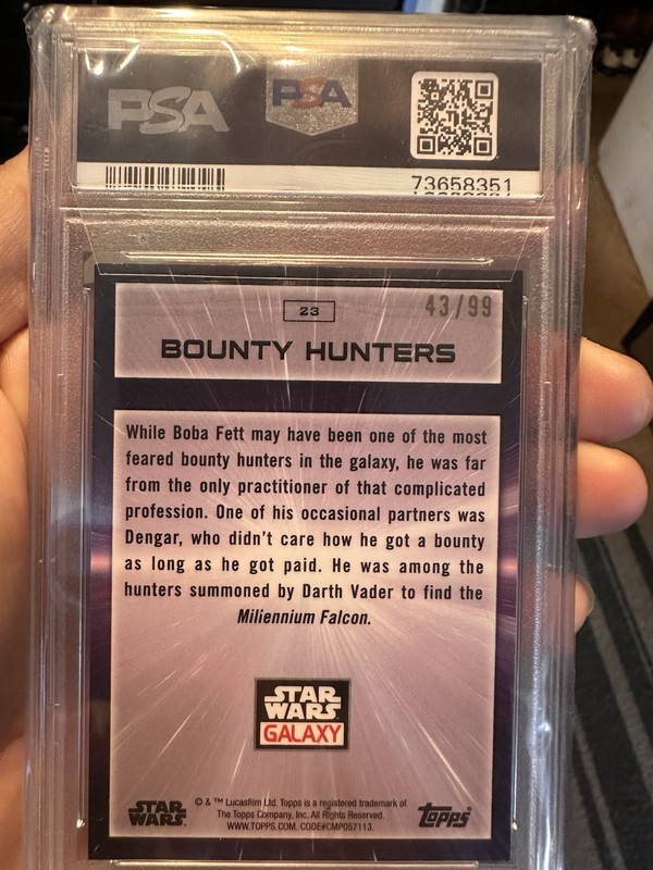 2022 STAR WARS GALAXY BOUNTY HUNTERS 23 WAVE REFRACTOR /99 Psa 9 view 2