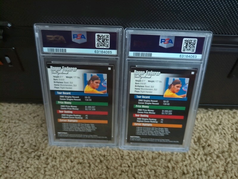 2 x 2003 Netpro Roger Federer #90 PSA 9 Rookie RC view 2