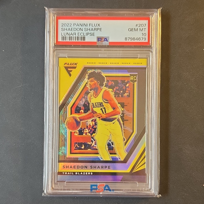 Panini Shaedon Sharpe Blazers 2022-23 Flux Rookies Lunar Eclipse /25 PSA 10